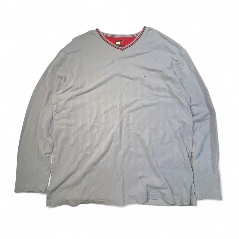 Vintage 90s Tommy Hilfiger Blue Embroidered Long Sleeve Men’s Size XXL Classic